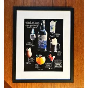 Framed Vintage 1985 Sambuca Romana Liqueur Print Ad